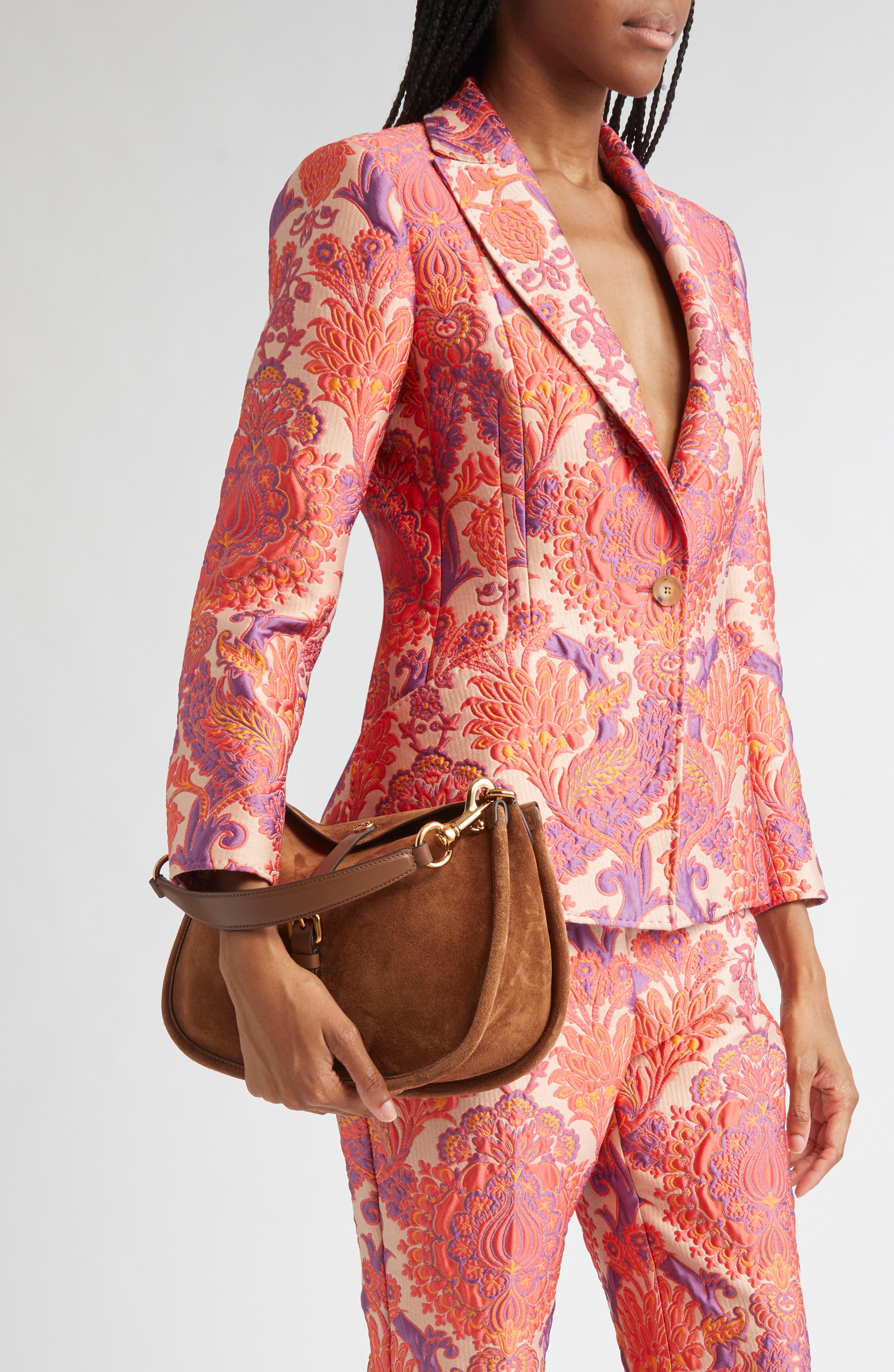 Etro Belted Suede Hobo Bag, Alternate, color, Sand