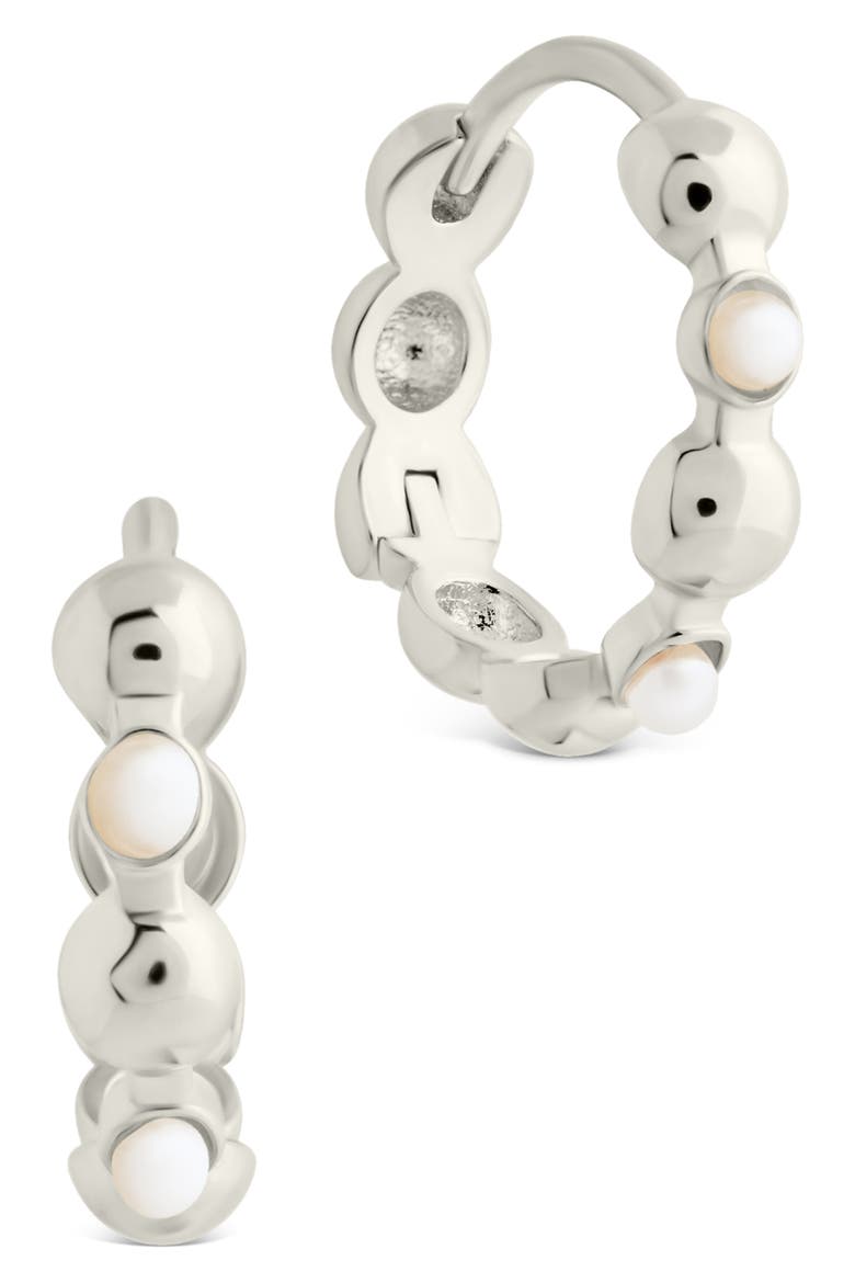 Miranda Pearl Hoop Earrings, Main, color, SILVER
