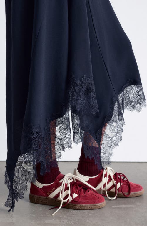 & Other Stories Lace Trim Handkerchief Hem Midi Skirt In Blue