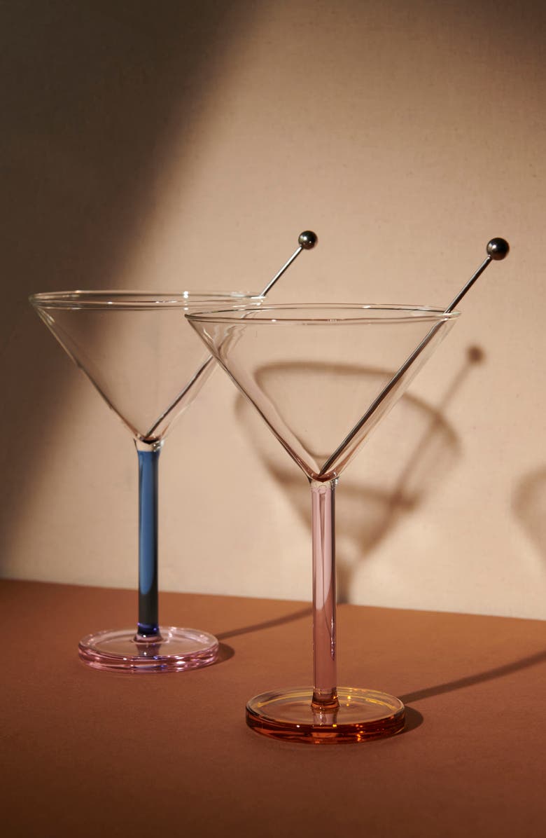 SOPHIE LOU JACOBSEN Piano Set of 2 Martini Glasses with Skewers, Alternate, color, 
