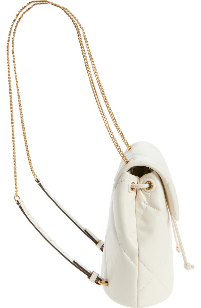 Tory Burch Small Kira Diamond Quilted Leather Backpack, Alternate, color, Warm White