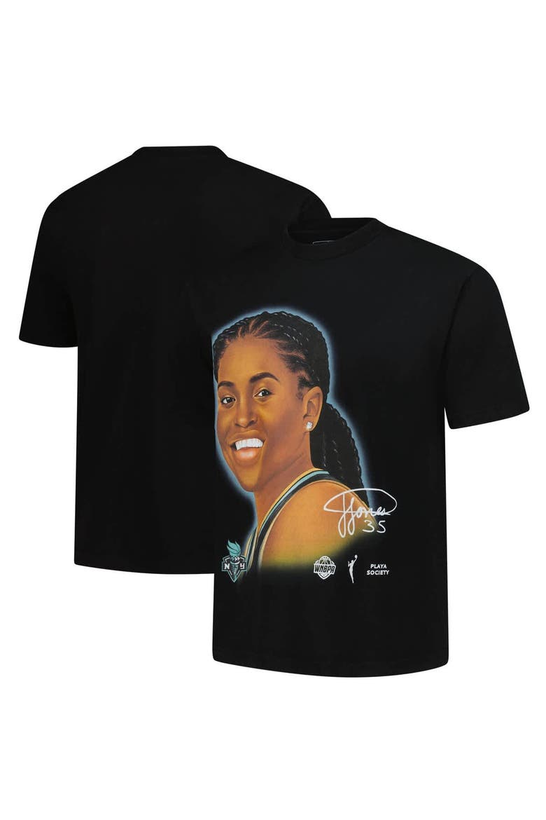 Unisex Playa Society Jonquel Jones Black New York Liberty Sketch T-Shirt, Alternate, color, Black