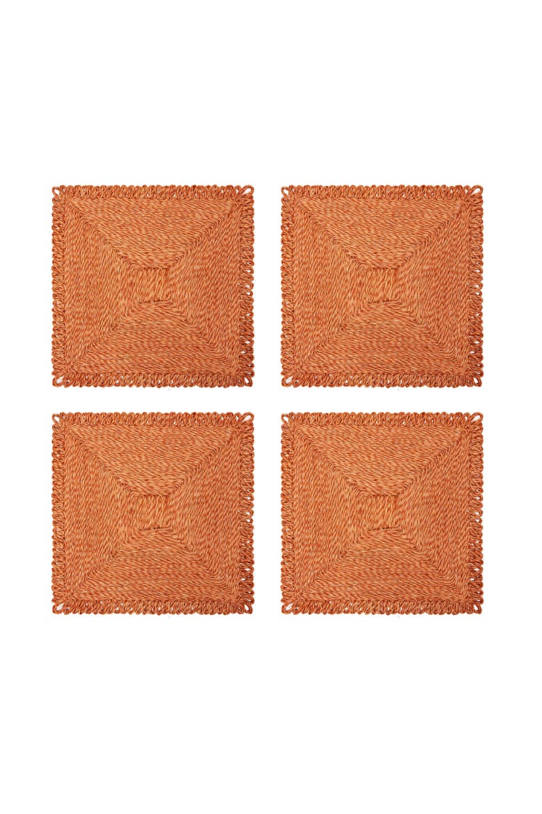 Loopy Square Place Mat - Set of 4, Alternate, color, Clementine 14"