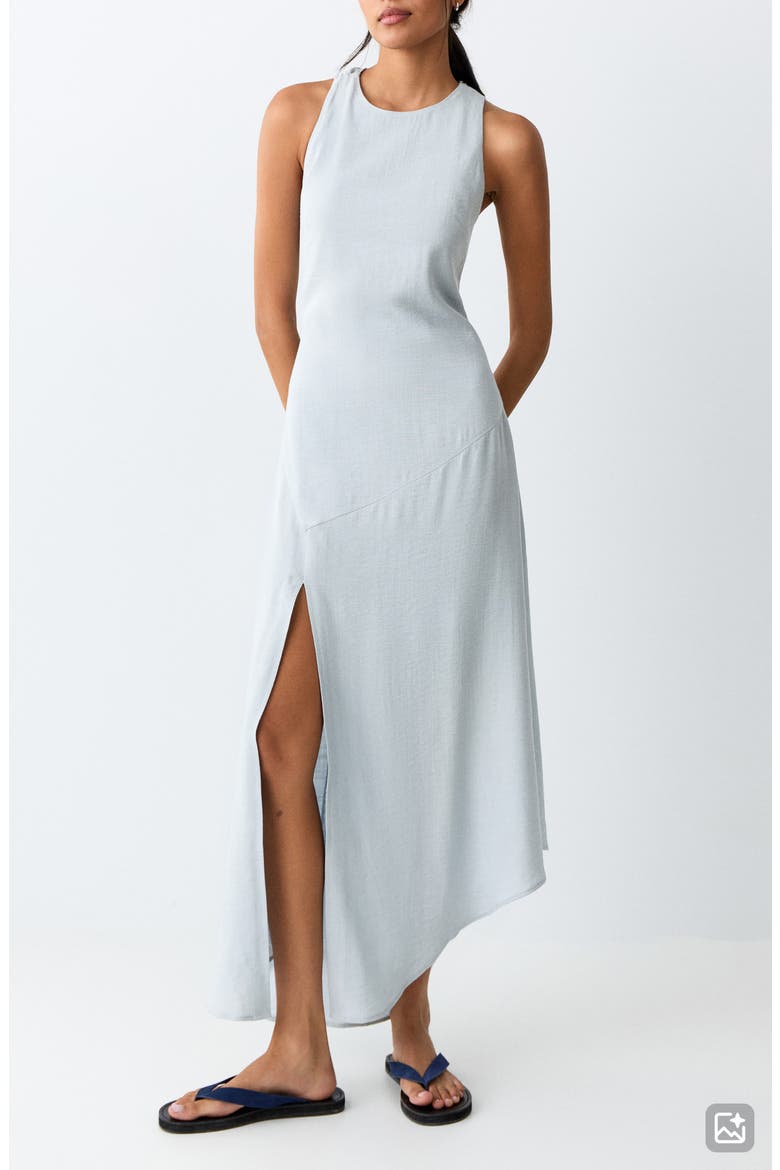 Racerback Flowing Asymmetric Dress, Main, color, SKY BLUE