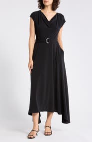 Gemma + Jane Belted Cowl Neck Handkerchief Dress
