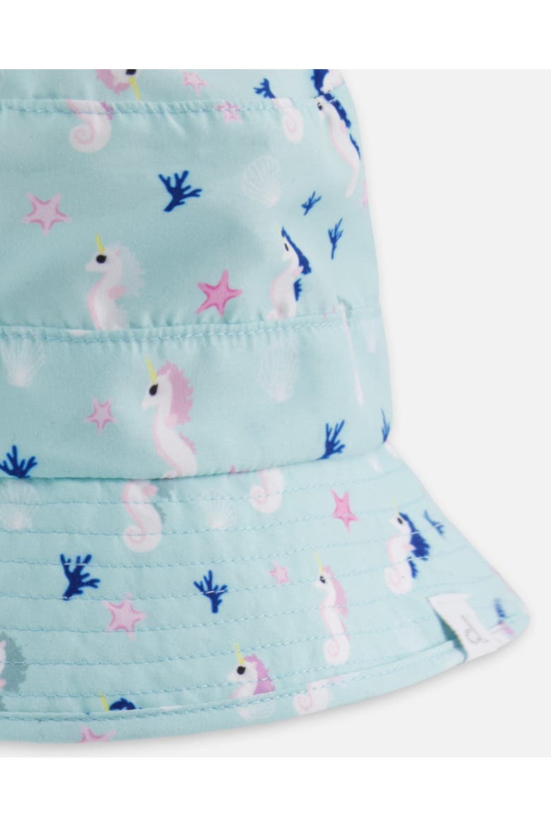 Wide Brim Beach Seahorse Beach Hat, Alternate, color, Blue Seahorse Print