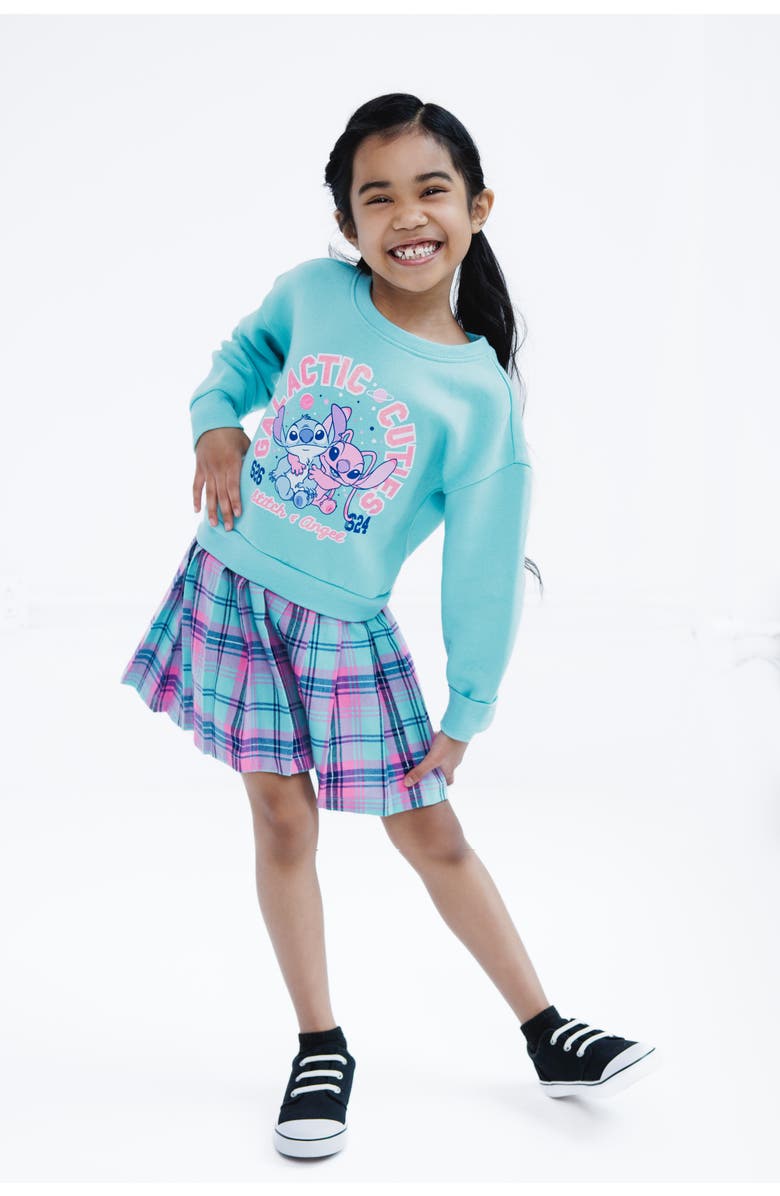 Disney Lilo & Stitch Fleece Plaid Dress, Alternate, color, Stitch Angel Aqua