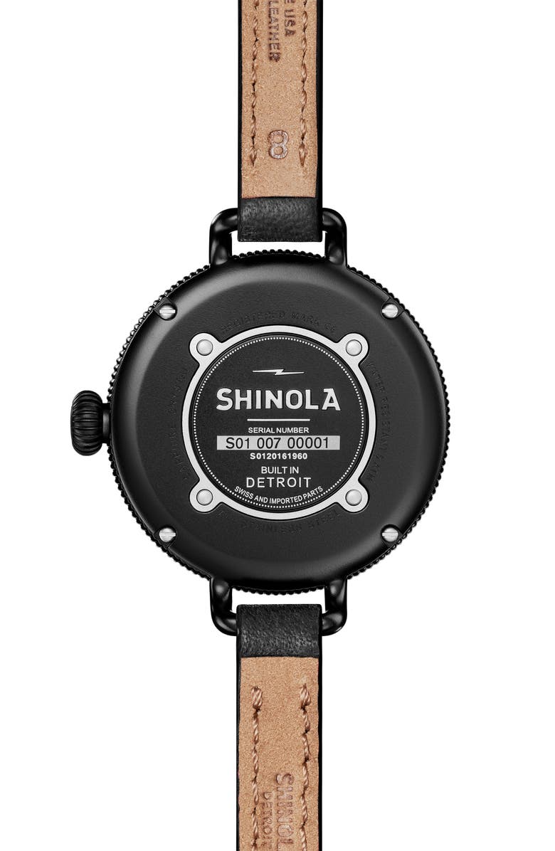 Shinola The Birdy Leather Strap Watch, 34mm, Alternate, color, 