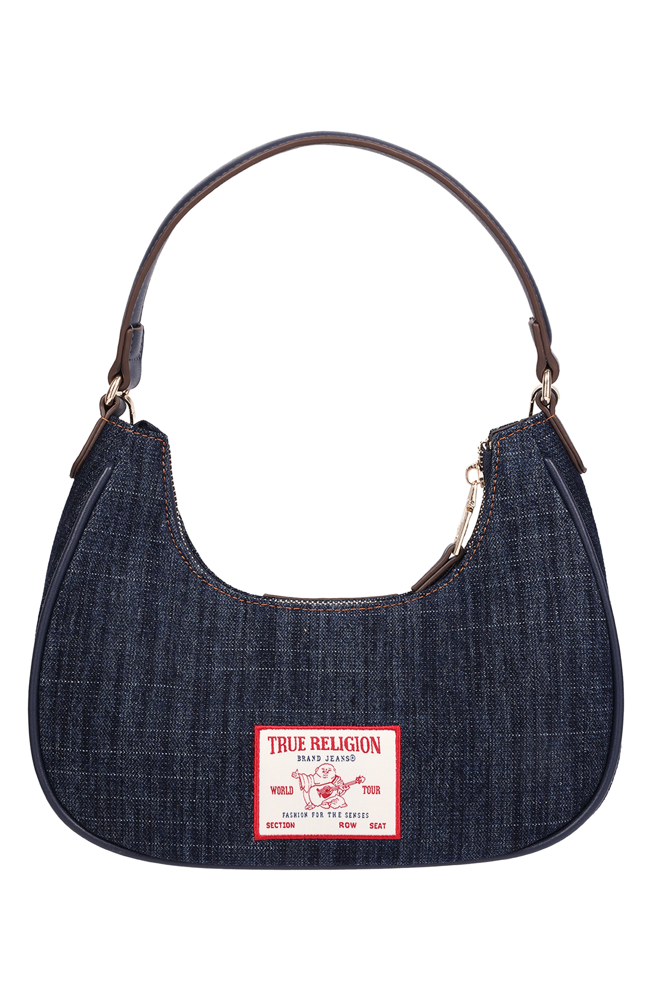 Chain & Studs Denim Hobo Bag, Alternate, color, DARK DENIM