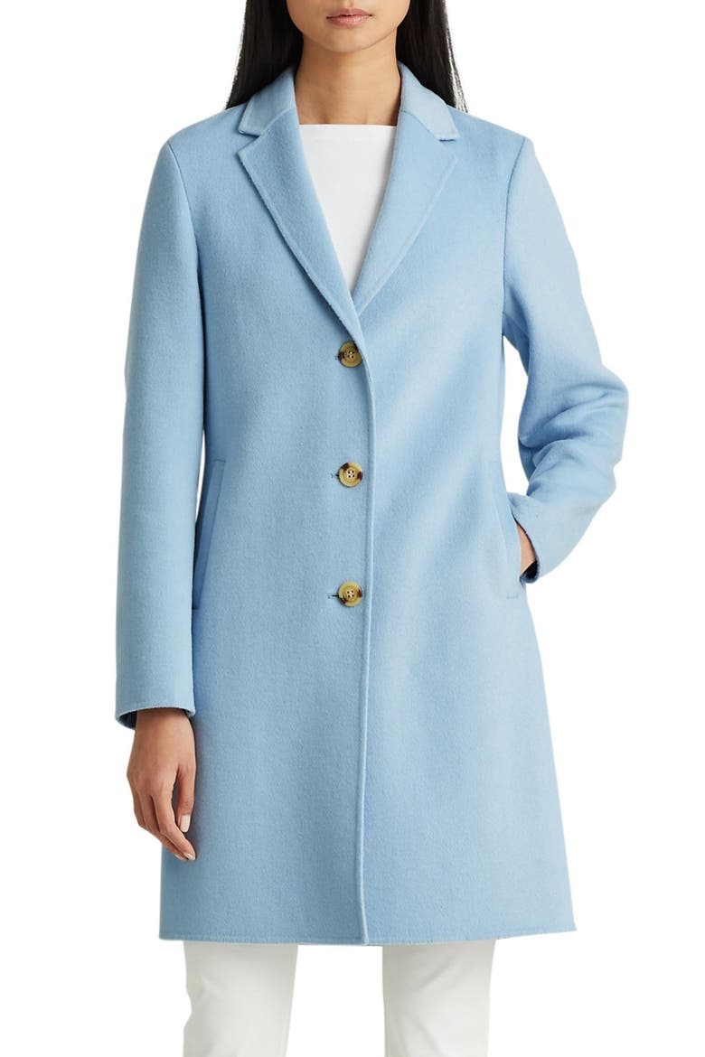 Double Face Wool Blend Reefer Coat, Main, color, LIGHT BLUE