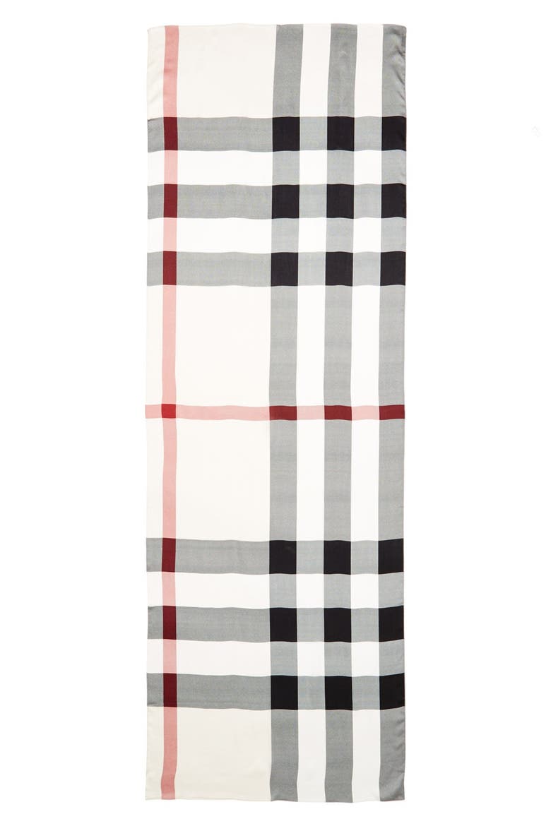 Check Print Silk Scarf, Alternate, color, TRENCH CHECK
