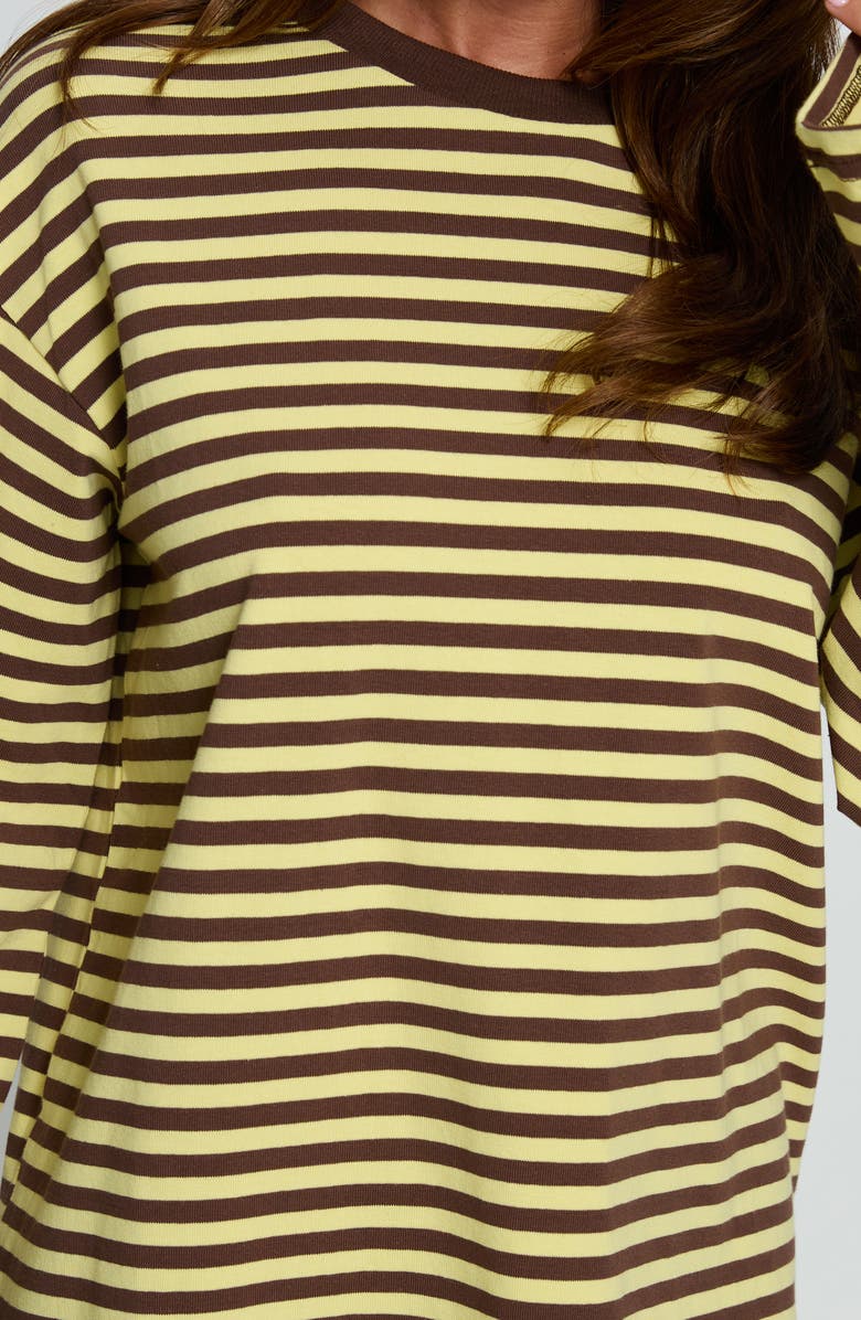 Princess Polly Settle Down Stripe Oversize T-Shirt, Alternate, color, Brown