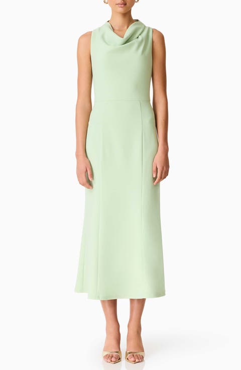 Jamie Cowl Neck Crepe Cocktail Dress