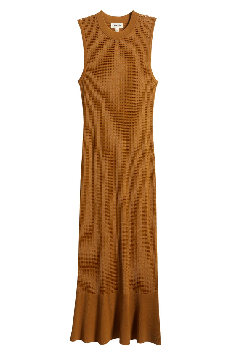 Open Edit Sheer Open Knit Midi Sweater Dress, Alternate, color,