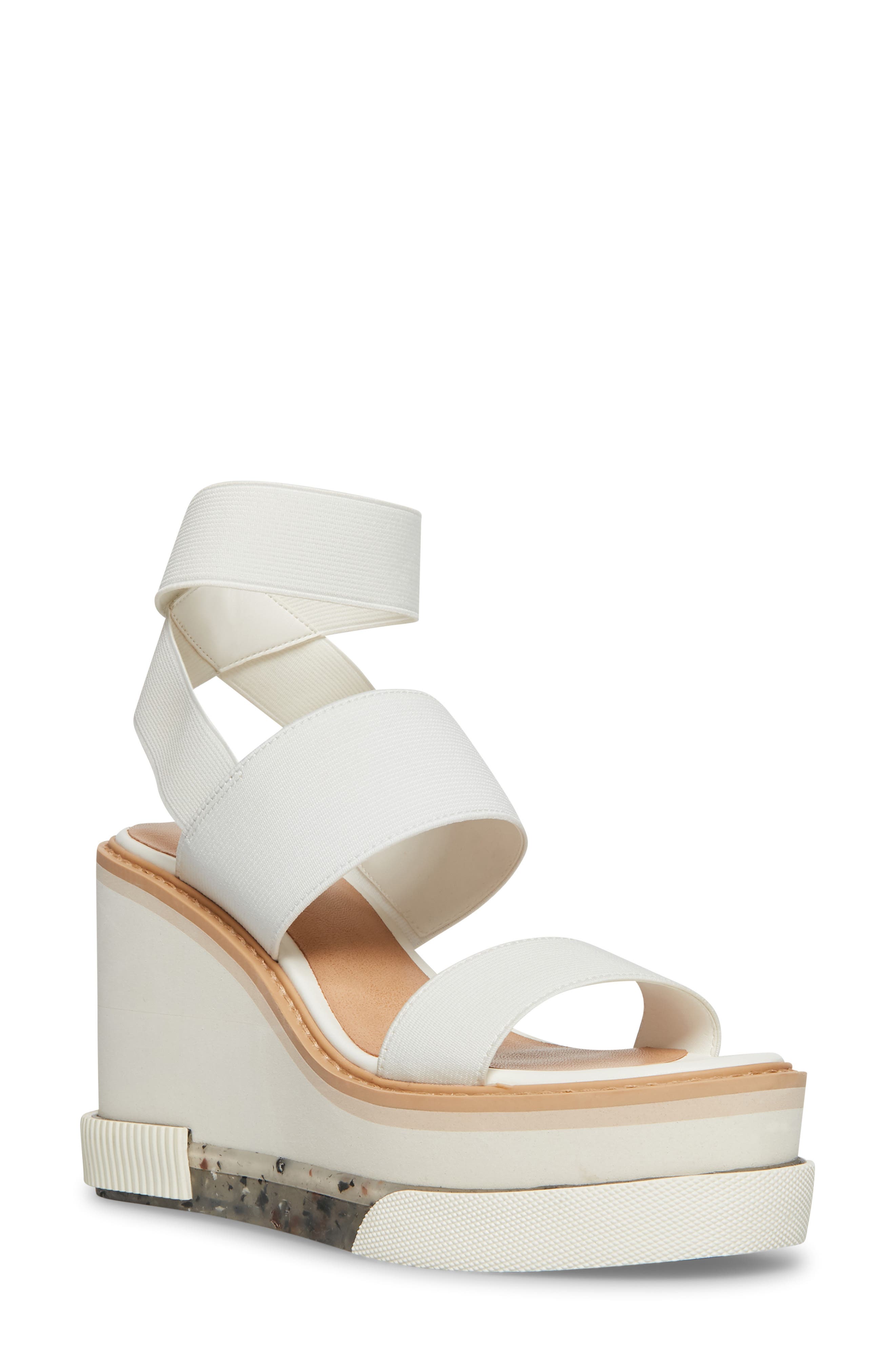 Miran Platform Wedge Sandal, Main, color, WHITE FABRIC