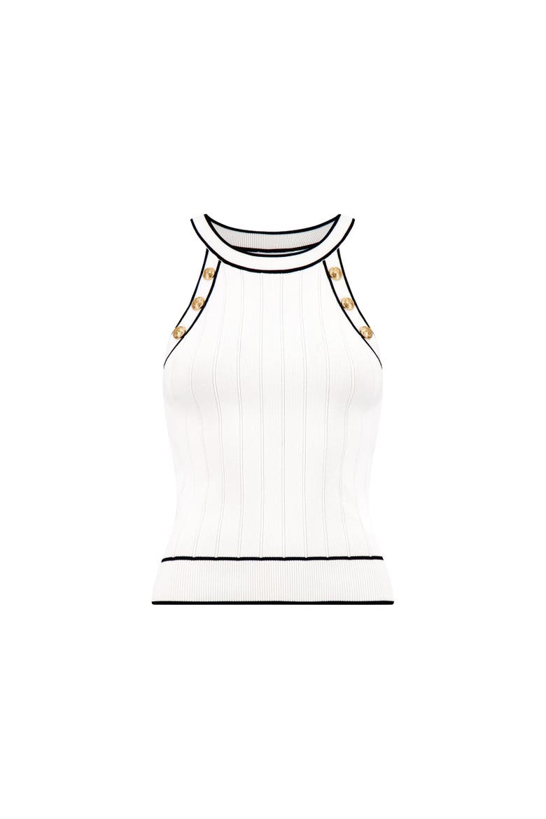 Martha Button Halter Tank, Alternate, color, white