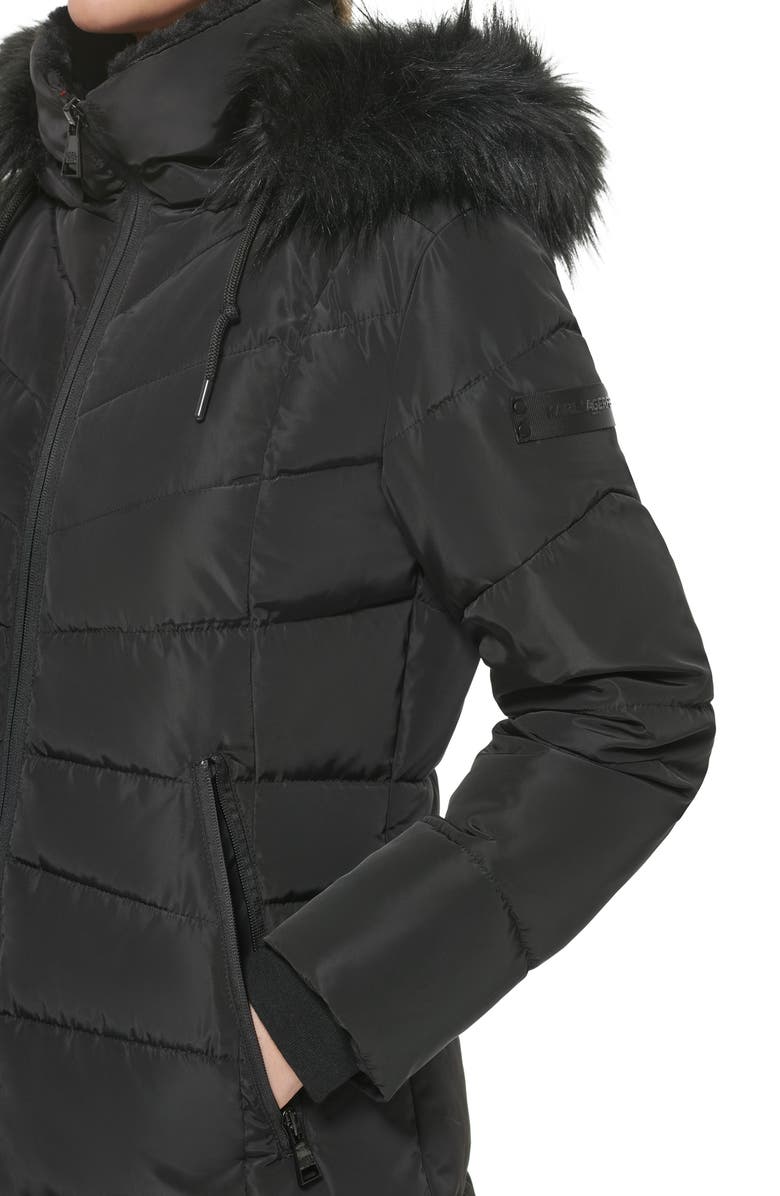 KARL LAGERFELD Apres Ski Faux Fur Trim Hooded Puffer Jacket, Alternate, color, 