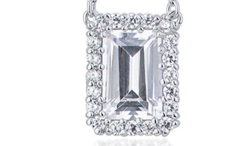 Cz By Kenneth Jay Lane Cubic Zirconia Swing Pendant Necklace In Clear Silver