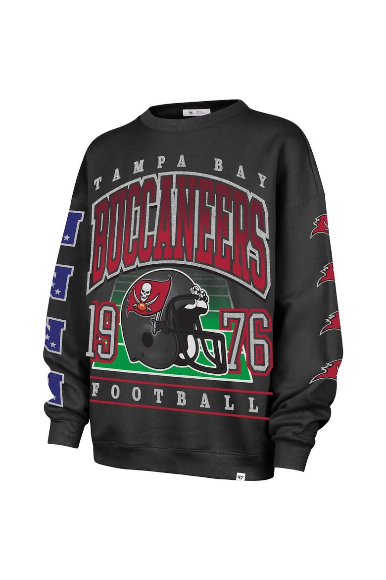 Women's '47  Charcoal Tampa Bay Buccaneers Go Big Oversized Pullover Sweatshirt, Alternate, color, Charcoal
