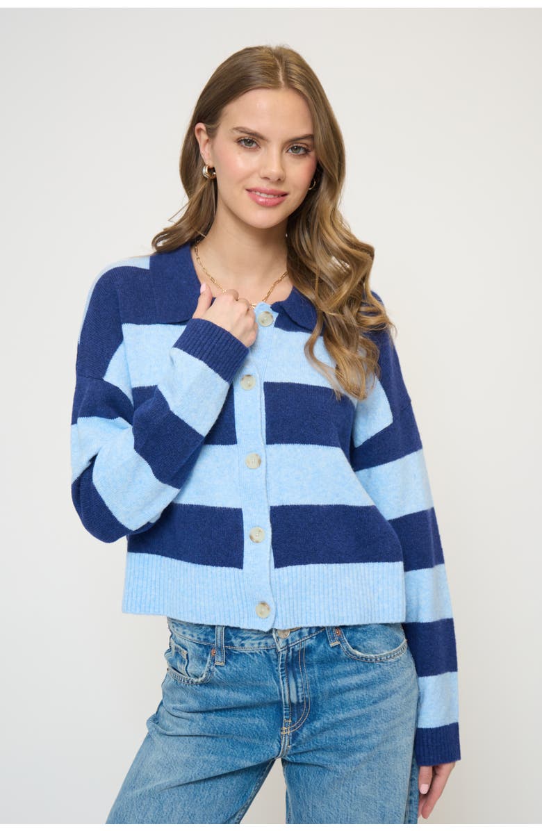 Central Park West Wyatt Striped Rugby Sweater, Main, color, 