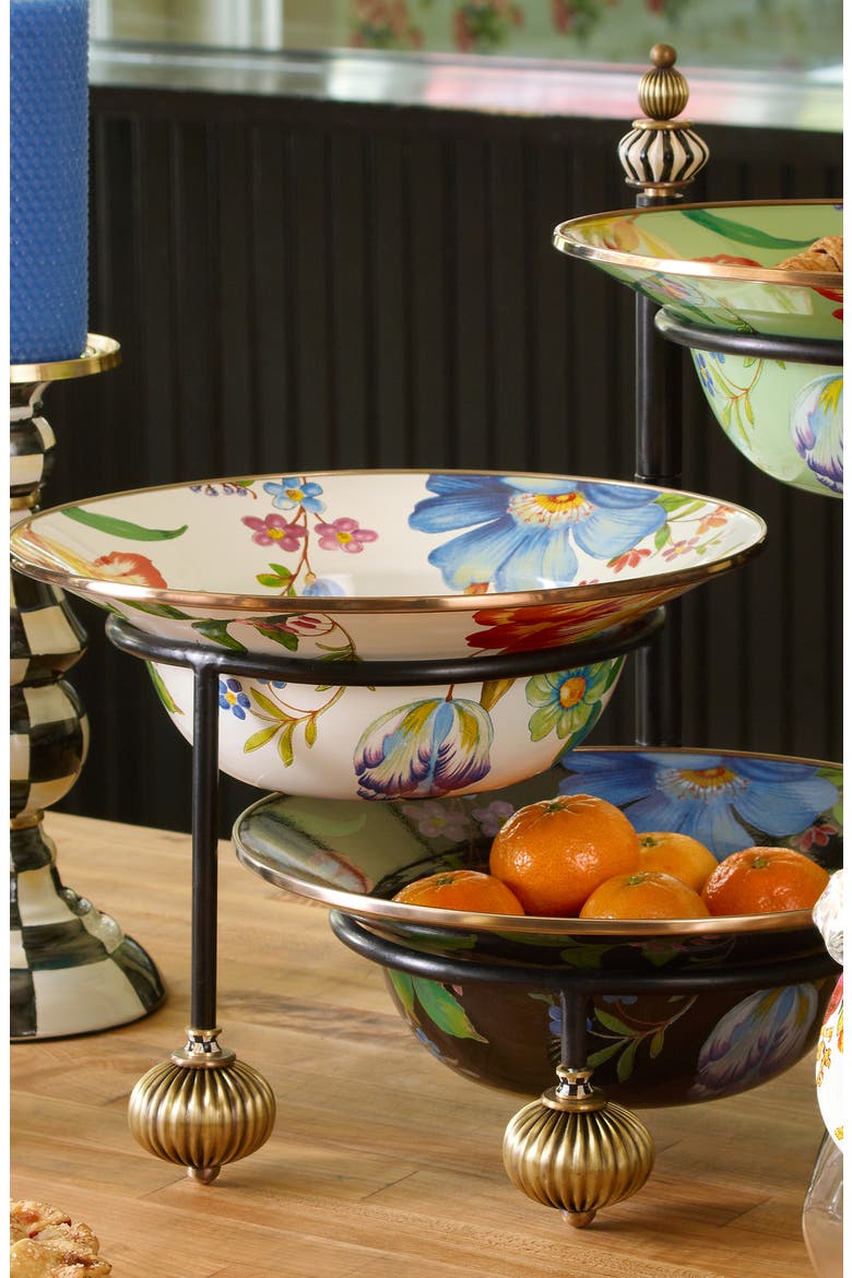 Flower Market Enameled Steel Serving Bowl, Alternate, color, WHITE MULTI