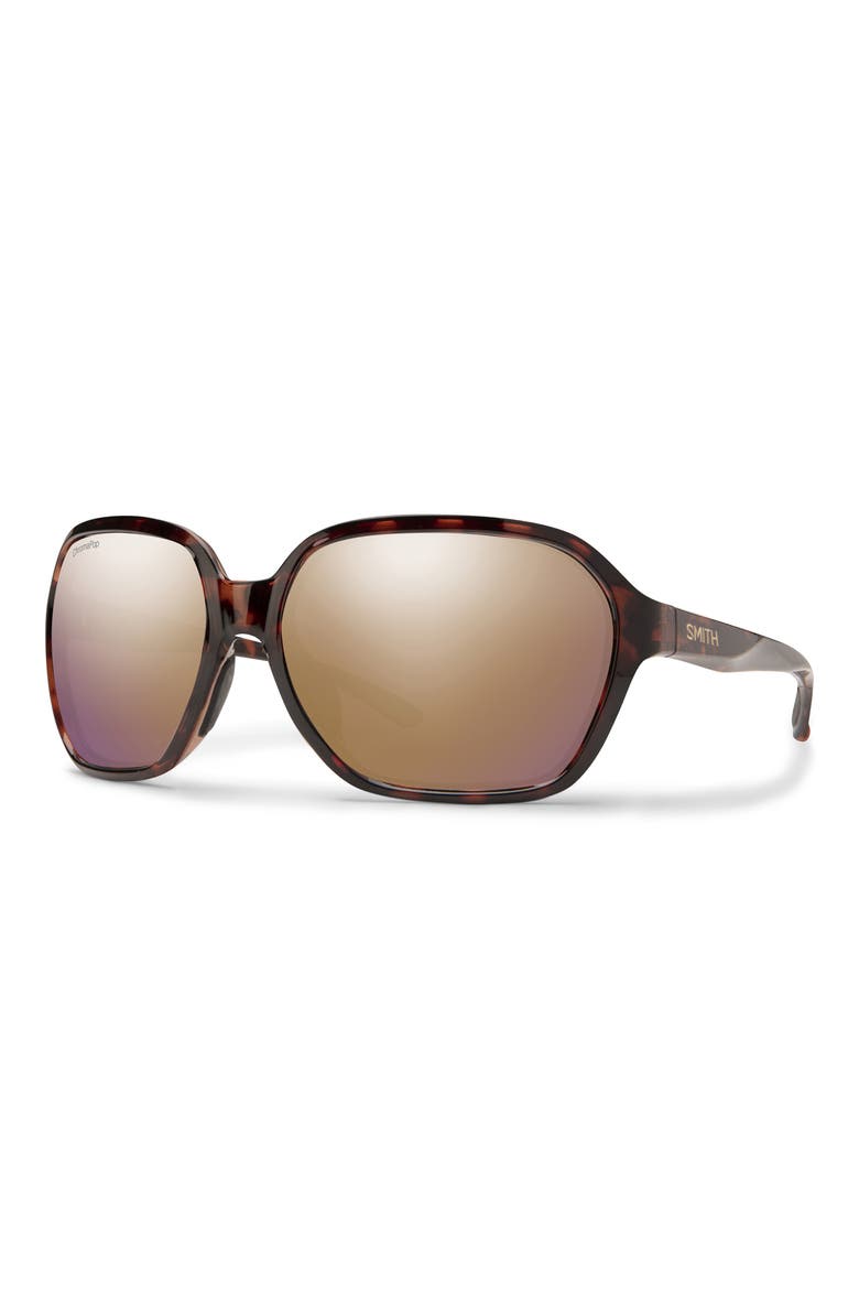 Whitney 61mm ChromaPop™ Polarized Wraparound Square Sunglasses, Alternate, color, TORTOISE / ROSE GOLD MIRROR