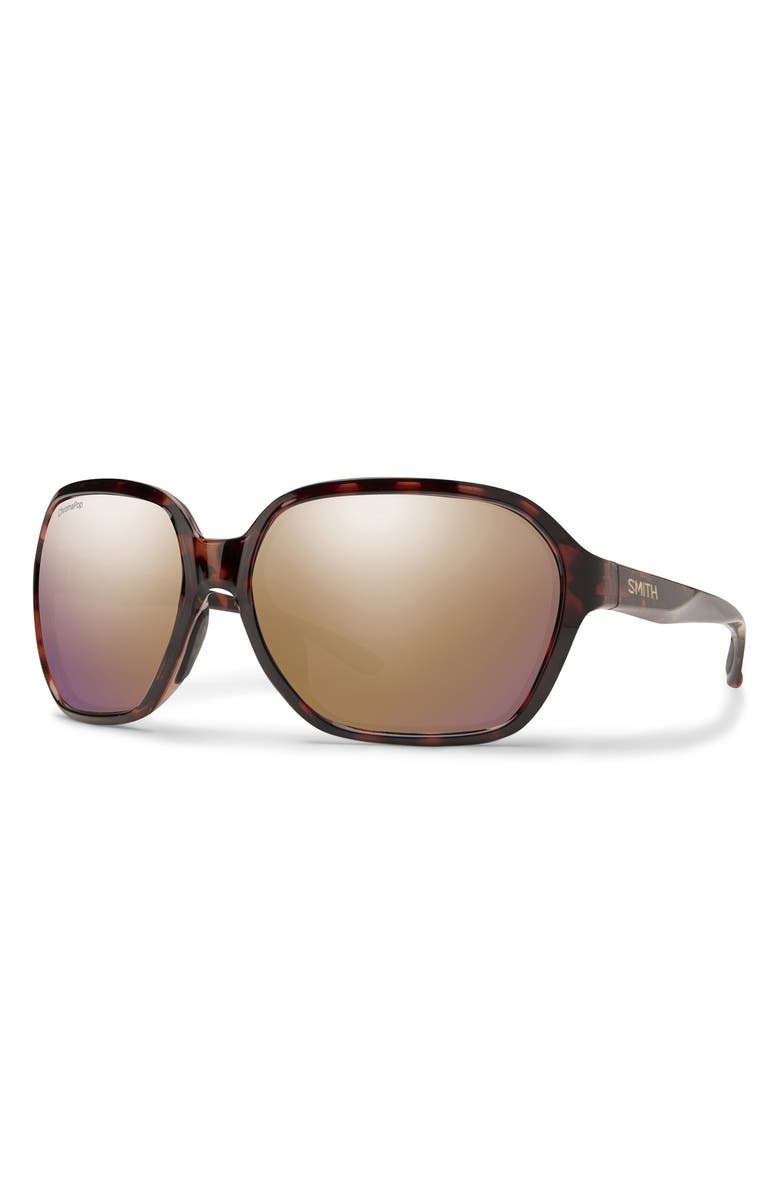 Smith Whitney 61mm ChromaPop<sup>™</sup> Polarized Wraparound Square Sunglasses, Alternate, color, Tortoise / Rose Gold Mirror