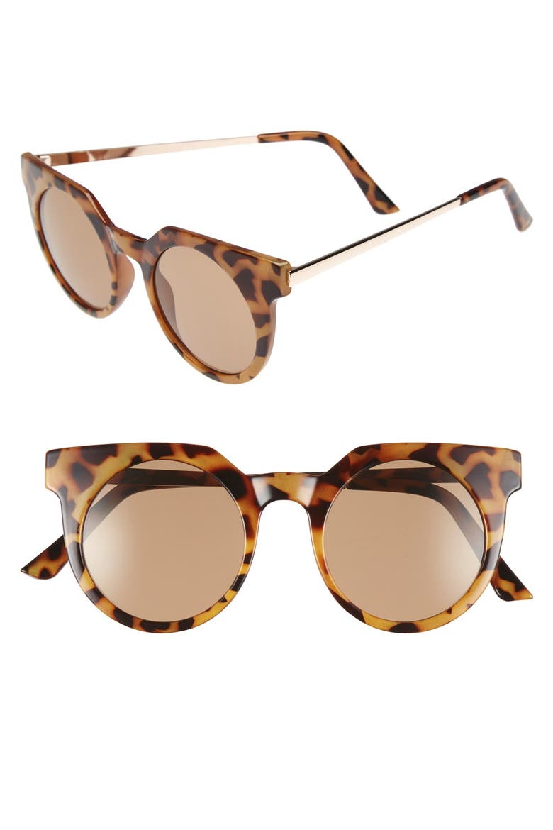45mm Round Lens Sunglasses, Main, color, BROWN TORT