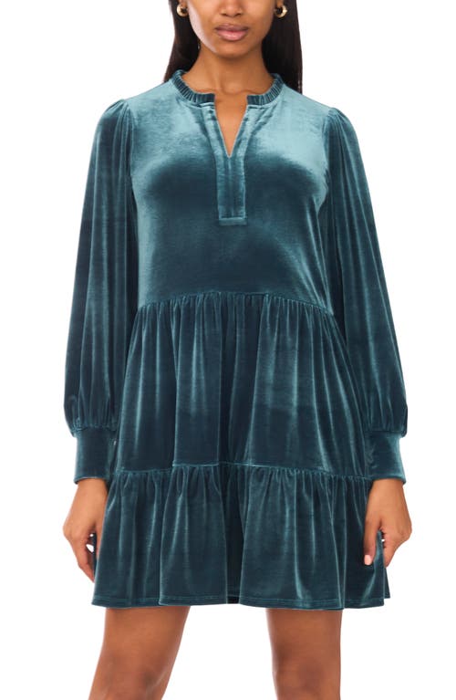 Halogen ® Velvet Long Sleeve Tiered Minidress In Green