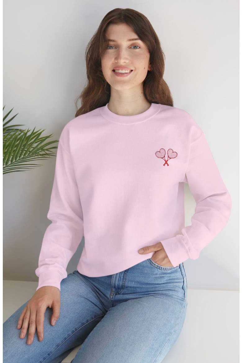 Adult Embroidered Crewneck Sweater, Alternate, color, Light Pink