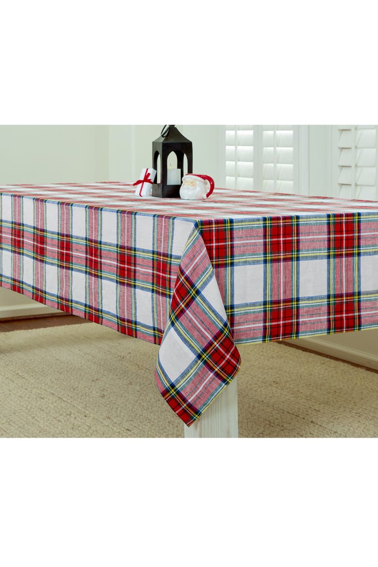 Linen Tablecloth - Stewart Plaid, Alternate, color, White