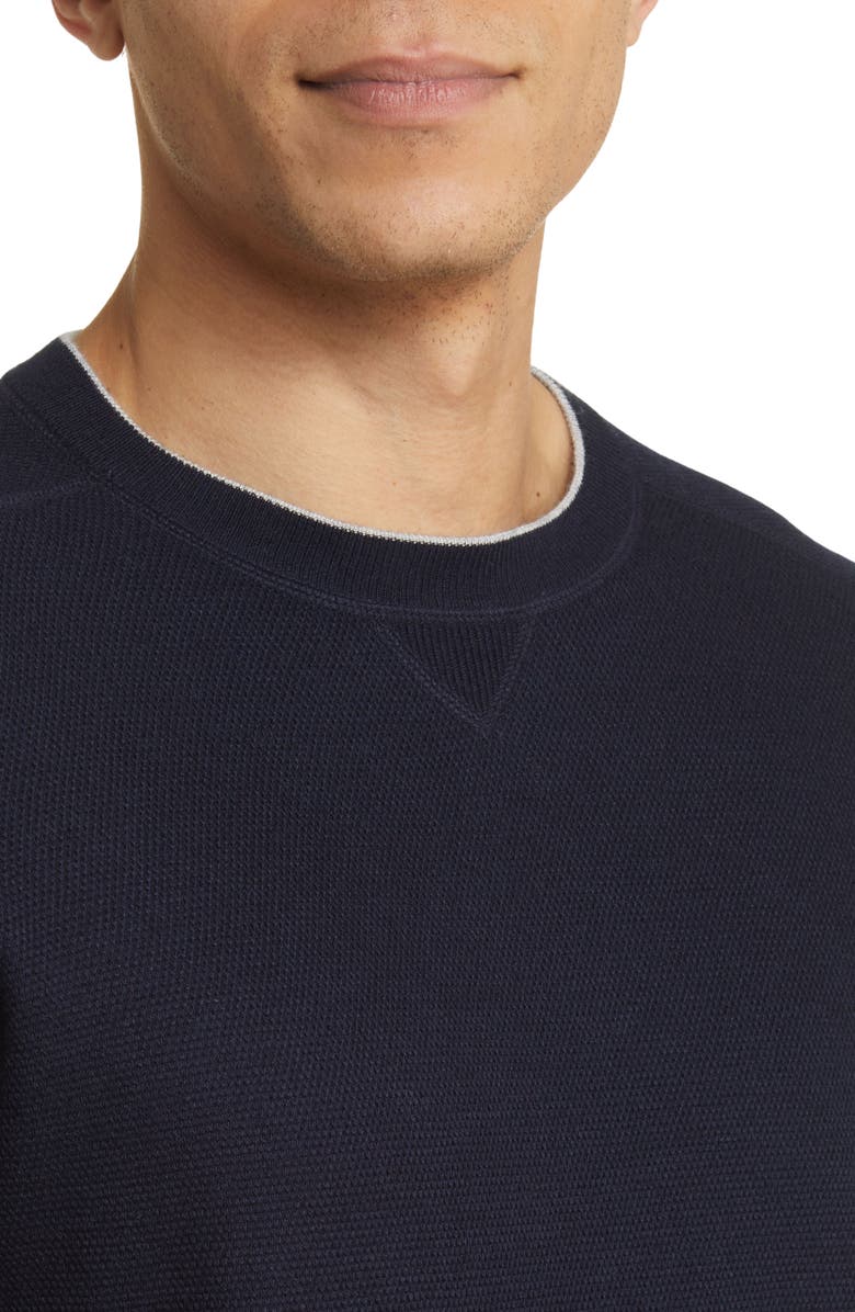 Peter Millar Crown Crafted Voyager Tipped Cashmere 
Silk Crewneck Sweater, Alternate, color, 