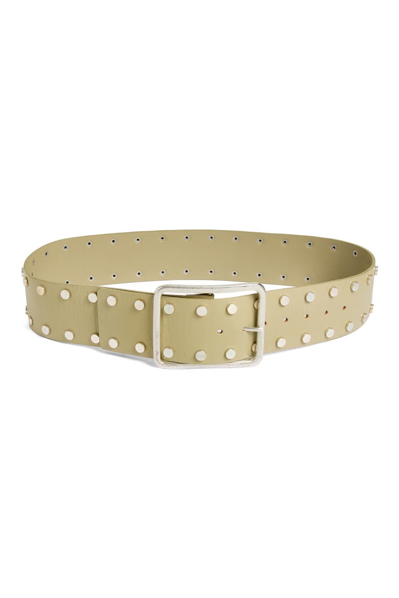 Hex Stud Leather Hip Belt, Main, color, GREEN