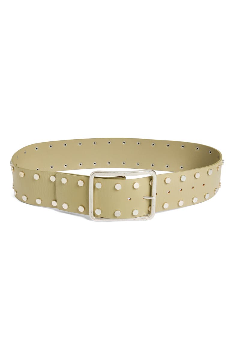 Free People Hex Stud Leather Hip Belt, Main, color, Green