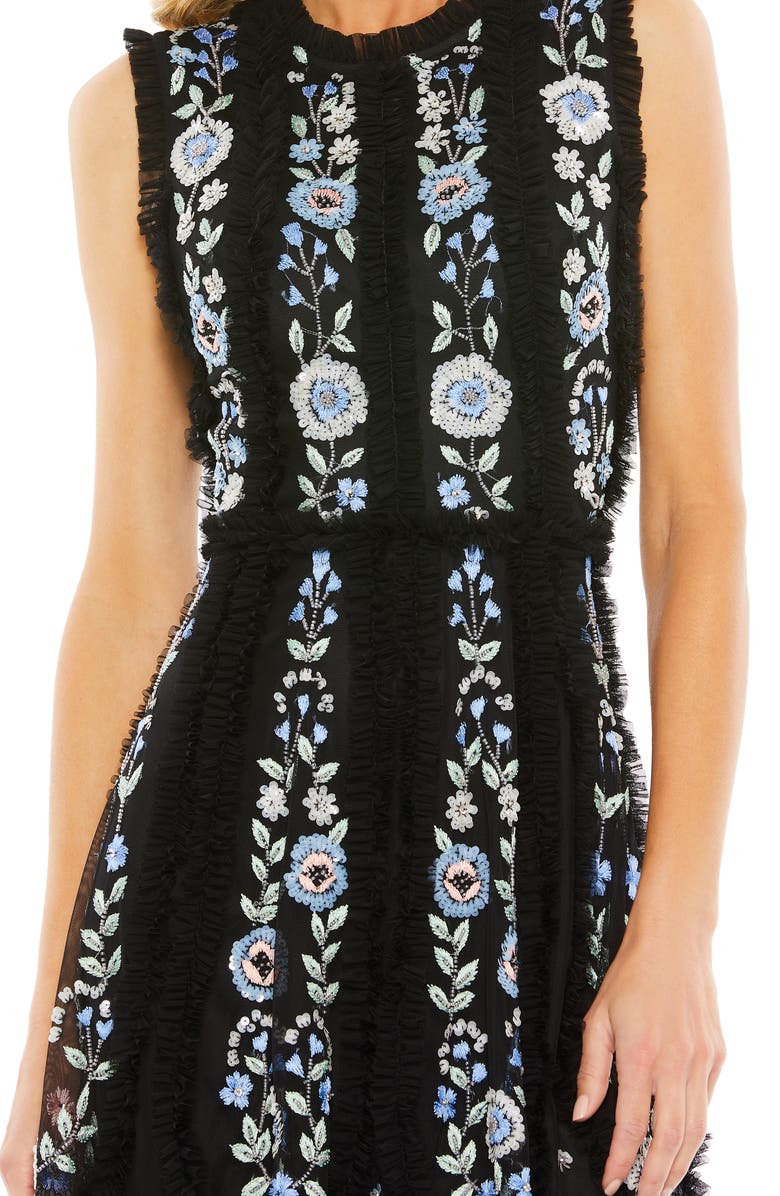 Mac Duggal Sequin Floral Tulle Cocktail Dress, Alternate, color,