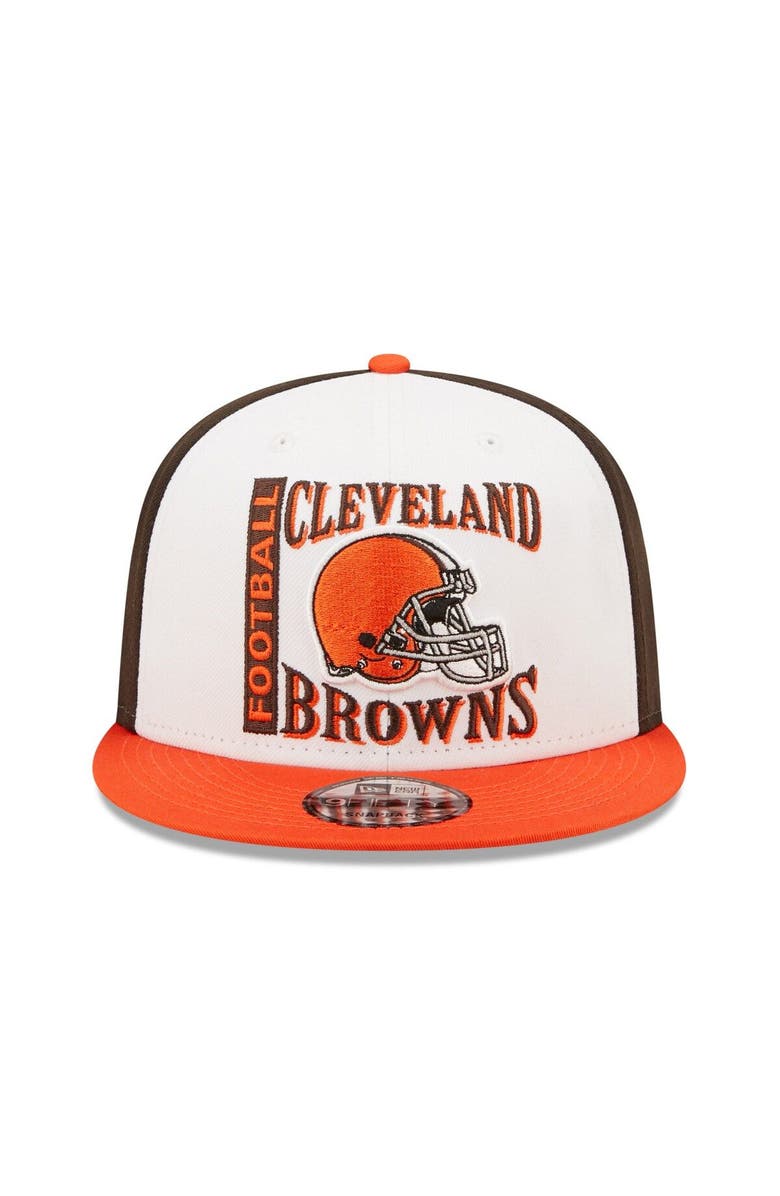 New Era Men's New Era White/Orange Cleveland Browns  Retro Sport 9FIFTY Snapback Hat, Alternate, color, 