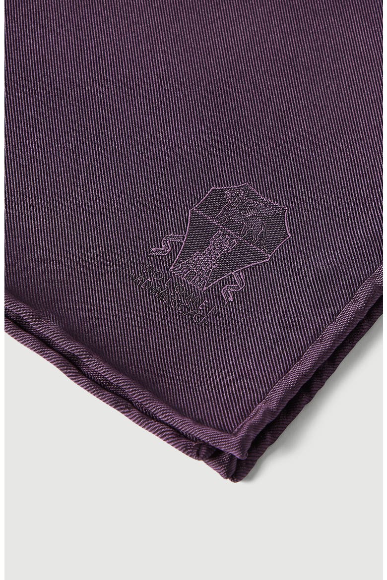 Silk pocket square with printed logo, Alternate, color, Purple