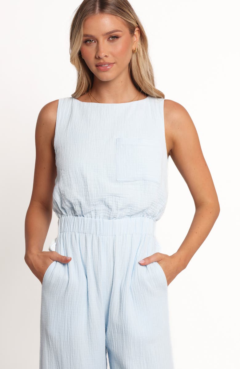 Petal & Pup Brenna Cotton Gauze Jumpsuit, Alternate, color, Pale Blue