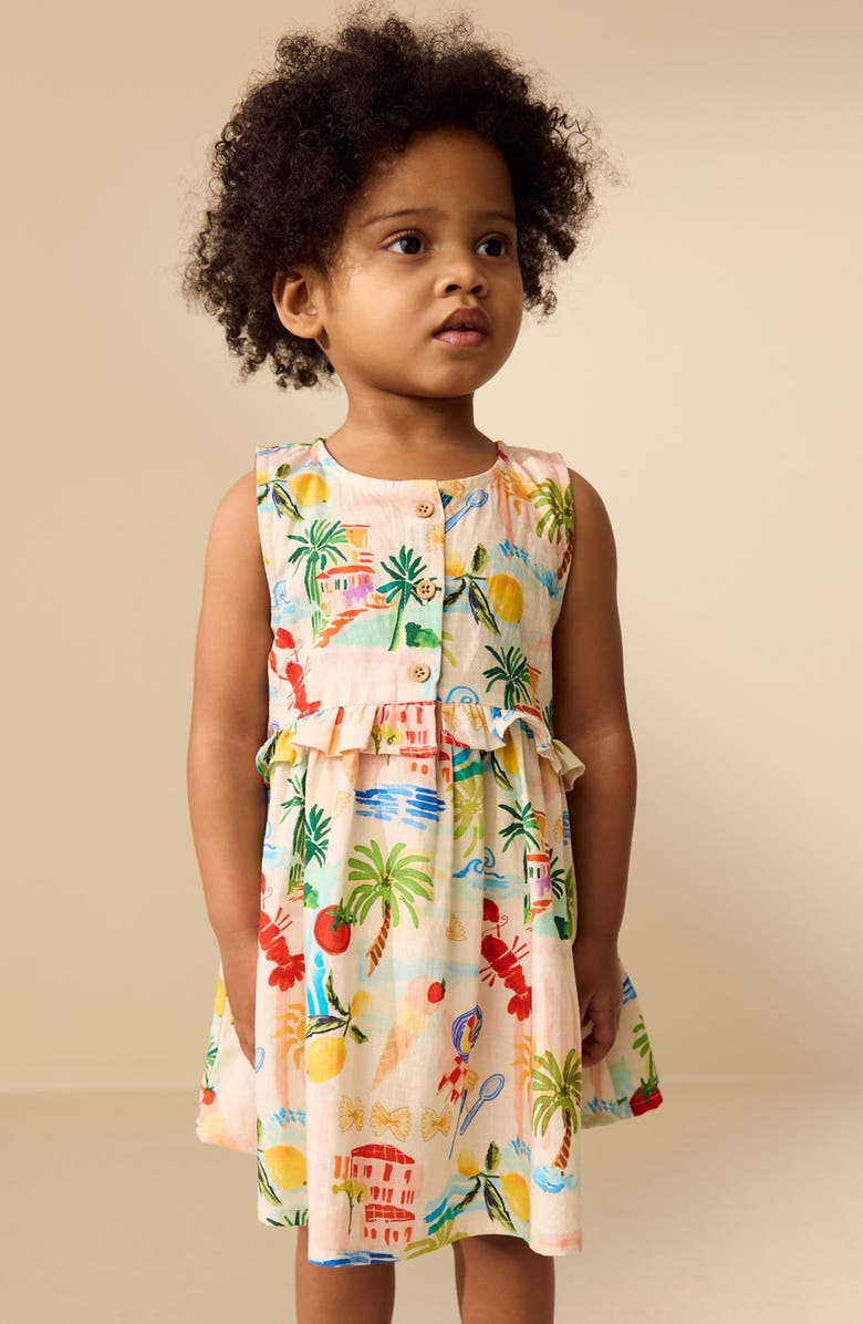 NEXT Kids' Postcard Print Cotton Sundress, Alternate, color, Multi