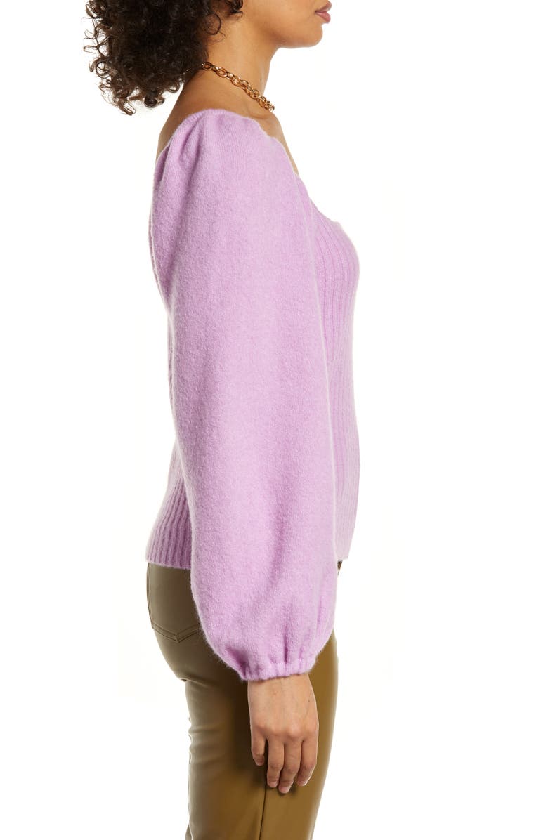 Halogen<sup>®</sup> Puff Sleeve Square Neck Sweater, Alternate, color,