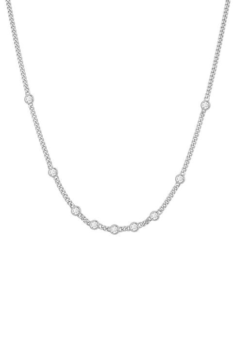 Bezel Cubic Zirconia Station Necklace