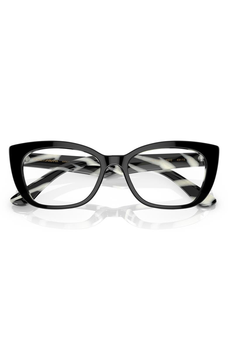 Dolce&Gabbana Kids' 47mm Small Cat Eye Sunglasses, Alternate, color, Black On Zebra / Demo Lens