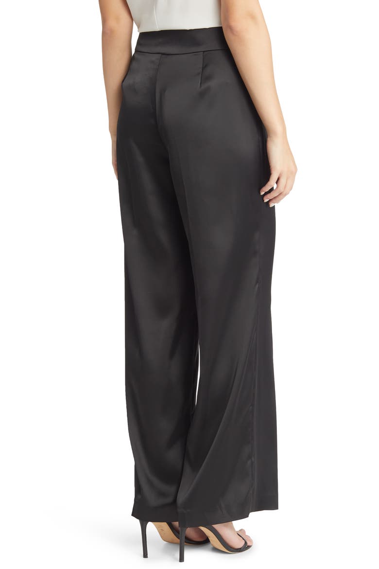 High Waist Wide Leg Satin Pants, Alternate, color, ANNE BLACK