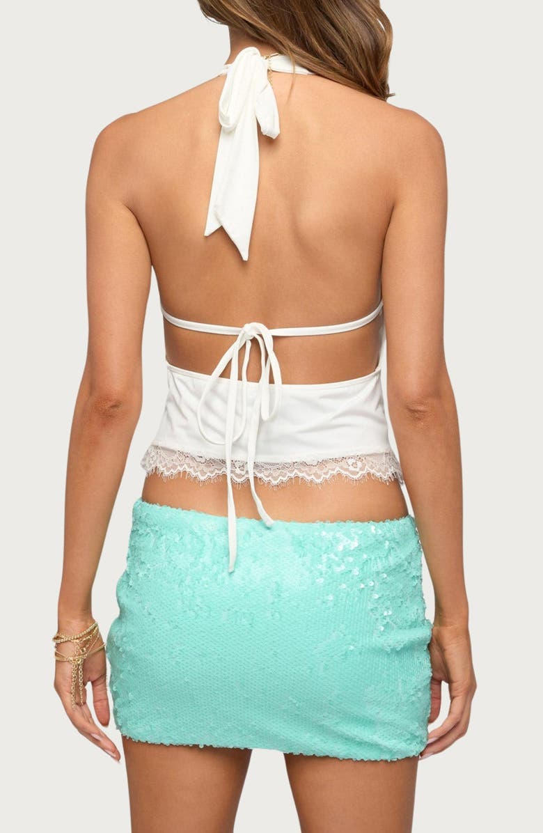EDIKTED Lacey Layered Halter Top, Alternate, color, White