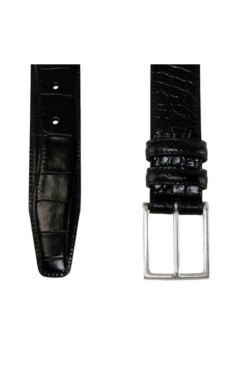 CrookhornDavis Men's Country Polo Bella Croc Print Belt, Alternate, color, Dark Brown