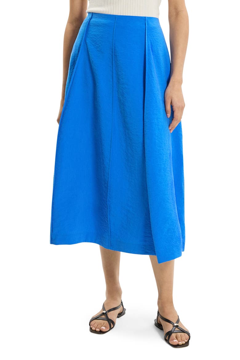 Curved Parachute Silk Blend Skirt, Alternate, color, JEWEL BLUE