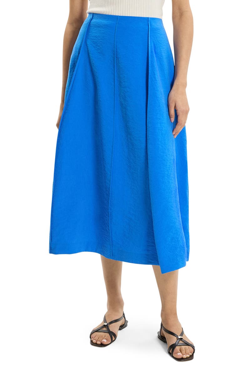 Theory Curved Parachute Silk Blend Skirt, Alternate, color, Jewel Blue
