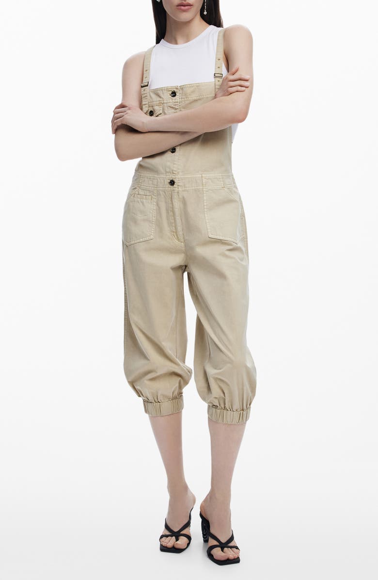 Desigual Cotton Capri Overalls, Main, color, Gray Brown