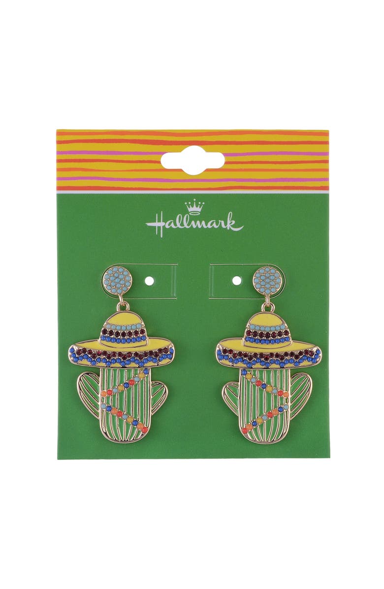 Hallmark Sombrero Cactus Stone Earrings, Alternate, color, Green