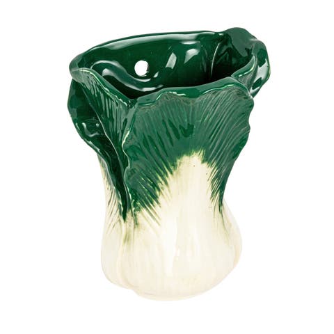Embossed Stoneware Cabbage Shaped Wall Vase Planter